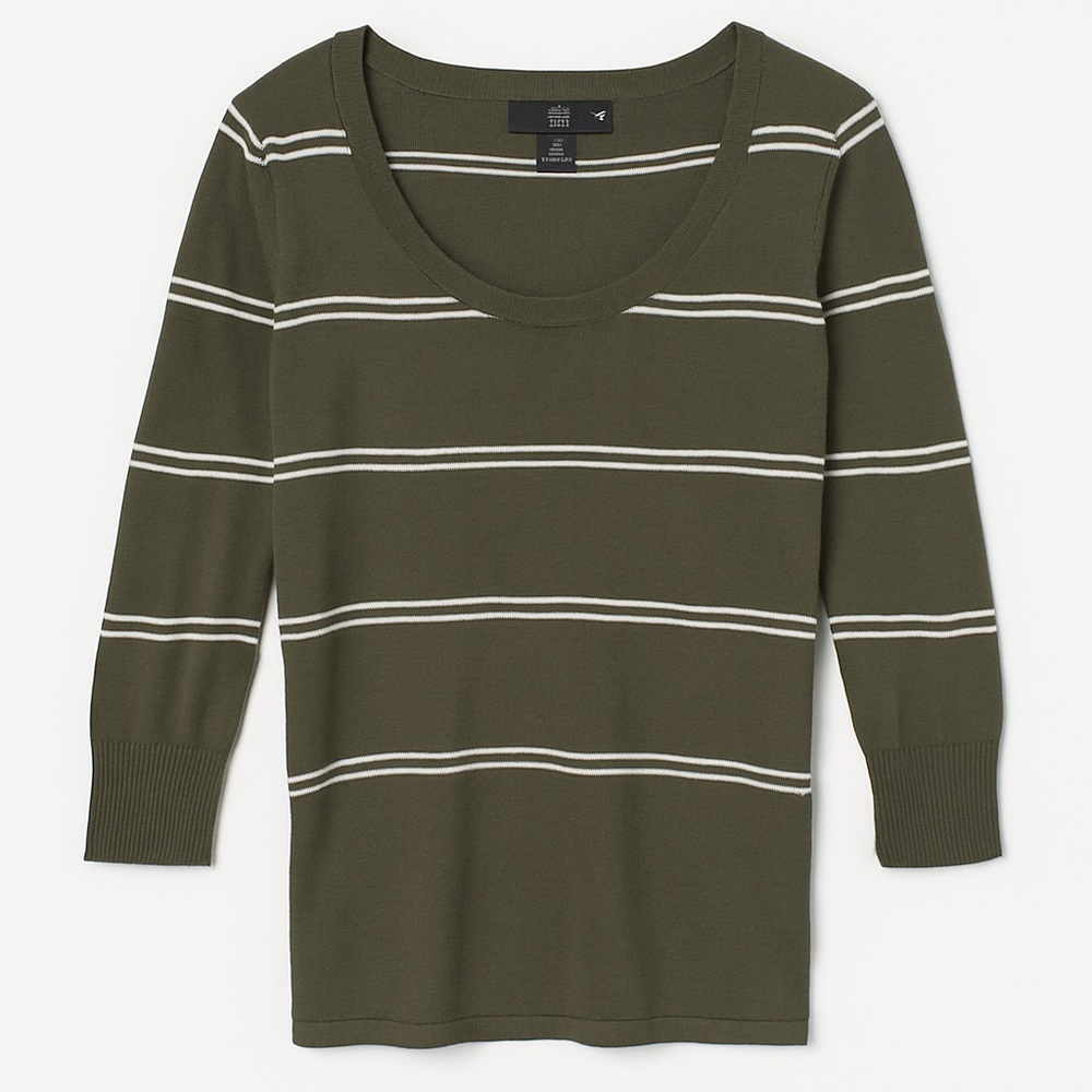 H&M Olive Green Striped Sweater (Size 4)